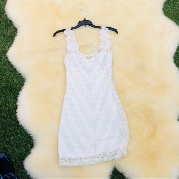 Free People Dresses & Skirts - Free People Lace Foiled Again Bodycon (Snow)